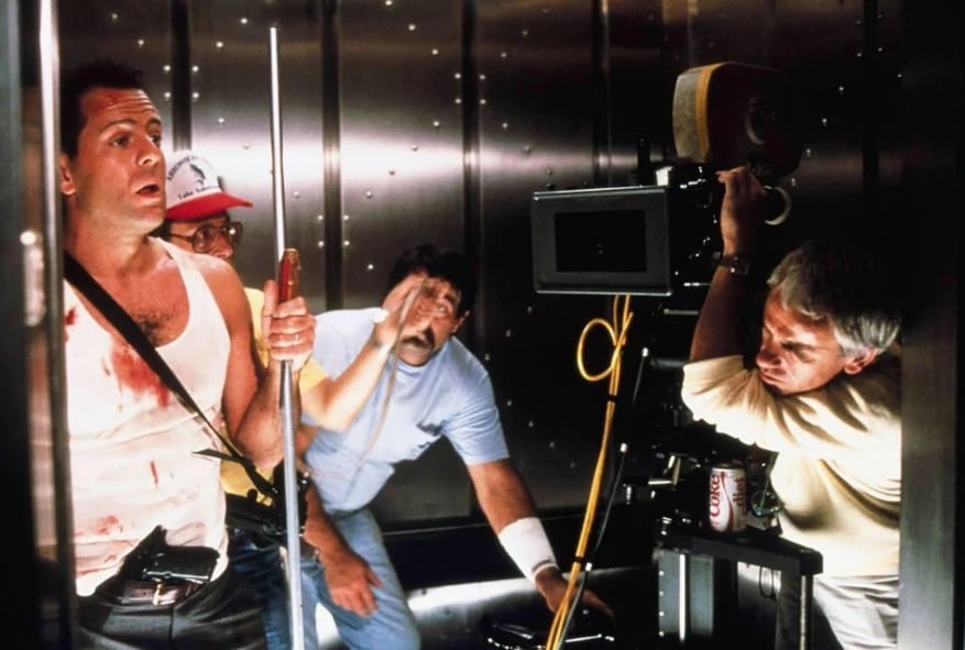 Bruce Willis movie set crew interaction
